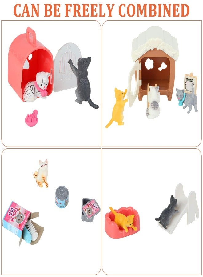 Beupy مجموعة ألعاب بيوبي لشخصيات القطط، 40 قطعة، ألعاب لعب تمثيلية للحيوانات الأليفة، مجسمات قطط واقعية، ألعاب بلاستيكية للعناية بالقطط، مجموعة ألعاب تعليمية، لوازم حفلات منزلية، زينة كعكة (قطة) - Image 3